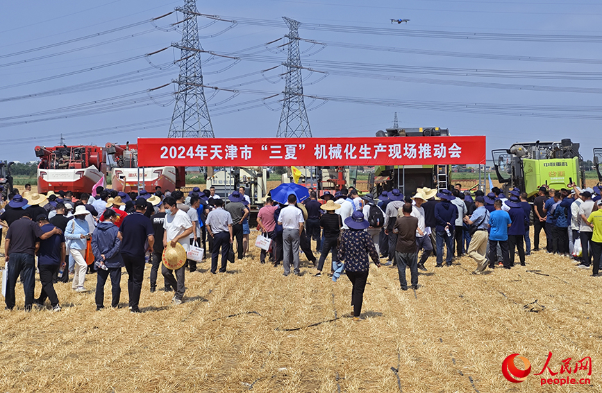 天津市农业农村委组织召开2024年天津市“三夏”机械化生产现场推动会。人民网记者 孙一凡摄